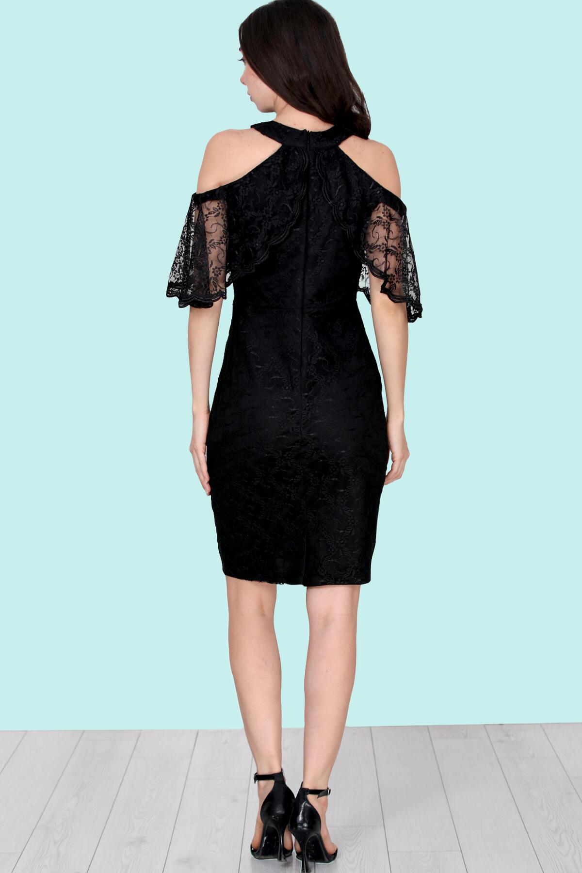 Lace Short Evening Dress, Black