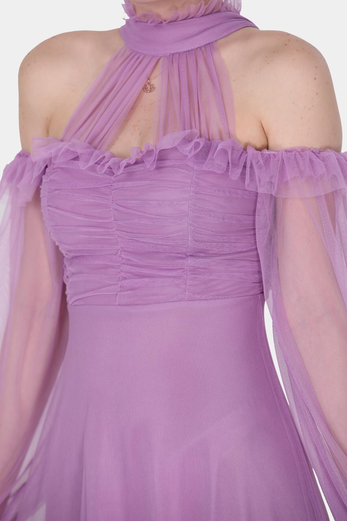 Lilac Long Tulle Evening Dress