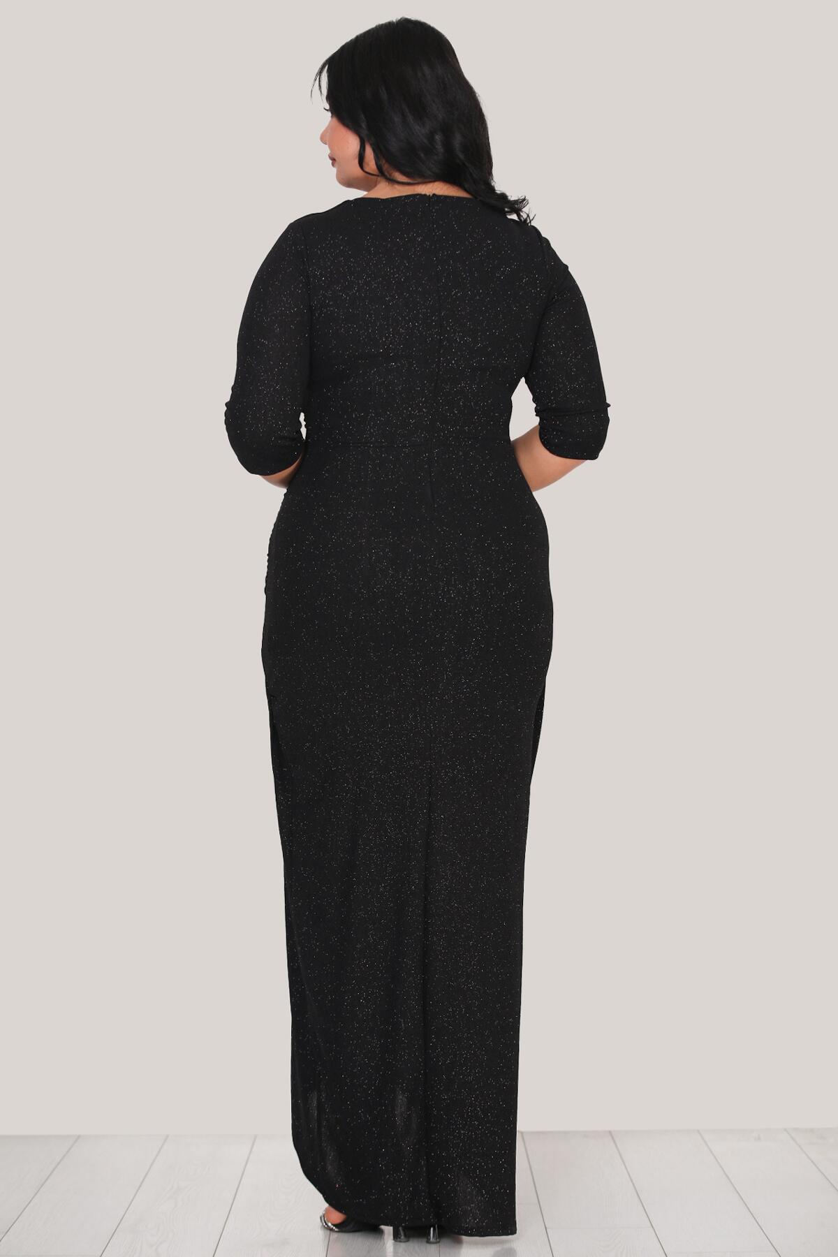 Plus - Size Glitter Evening Dress, Black