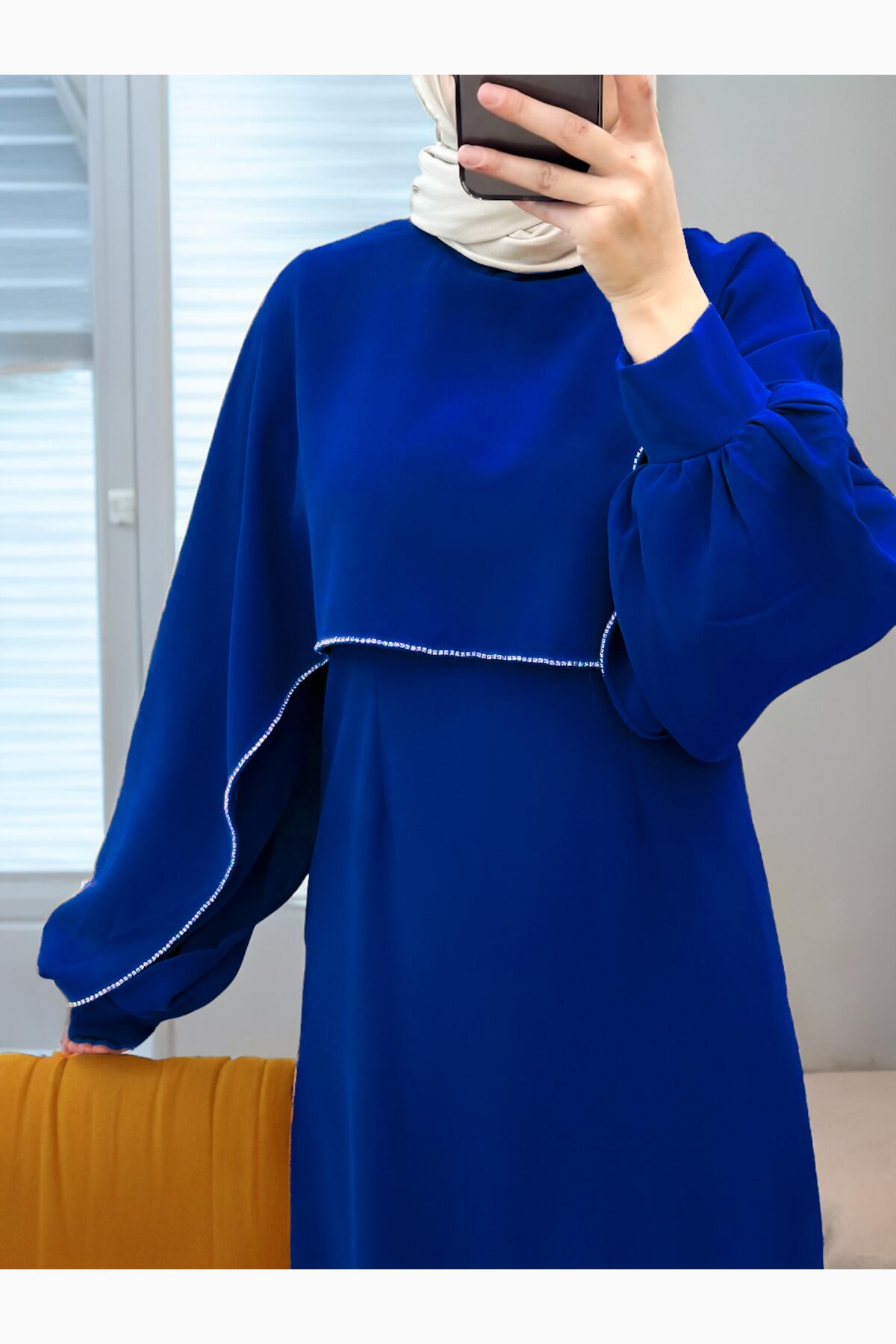 Long Crepe Dress — Royal Blue