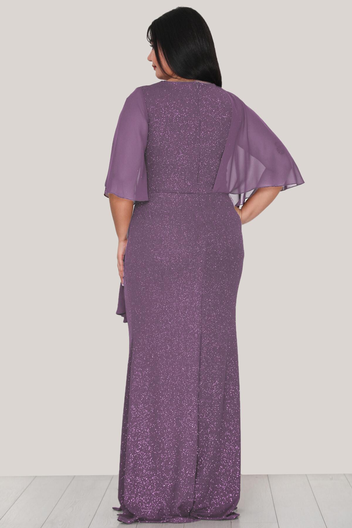 Plus - Size Shimmery Long Evening Dress — Lilac