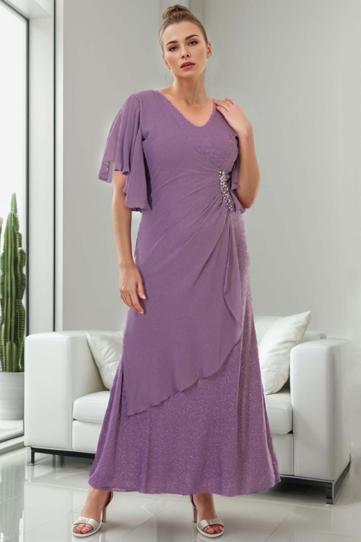 Plus - Size Sparkle Evening Dress — Lilac