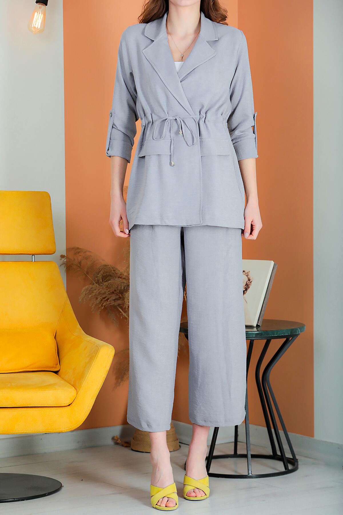 Slub Two - Piece Set — Grey