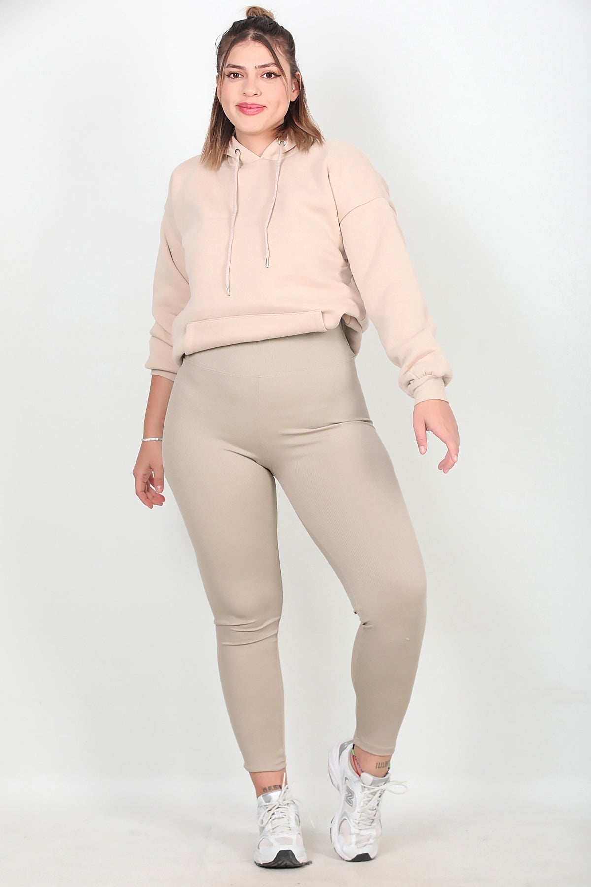 Plus - Size Ribbed Leggings — Stone