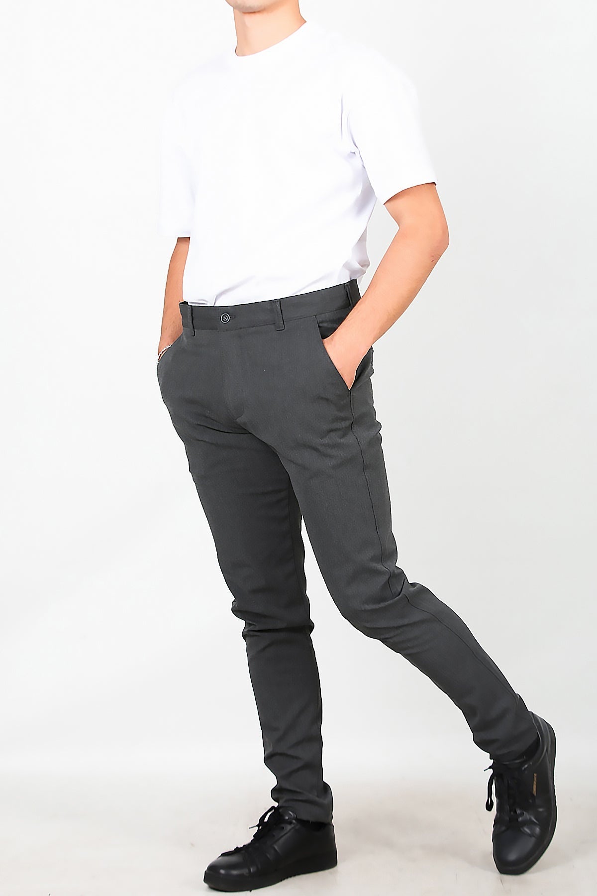 Men's Cotton - Blend Trousers — Anthracite