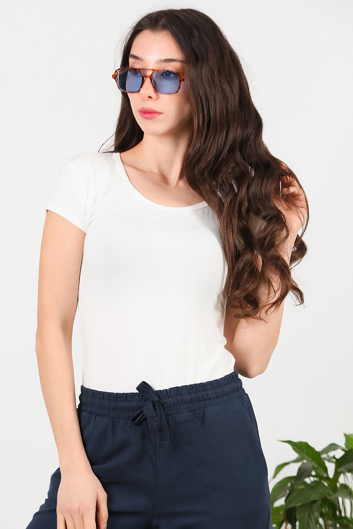 Oval - Neck T - Shirt — Off - White