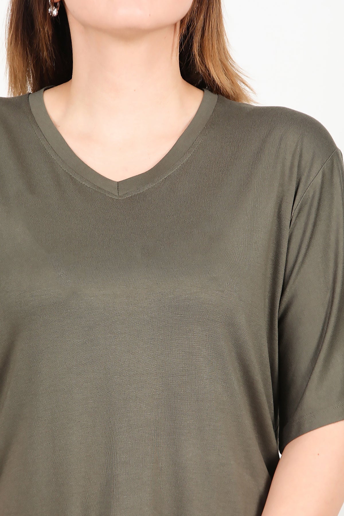 Plus - Size Short - Sleeve Blouse In Khaki