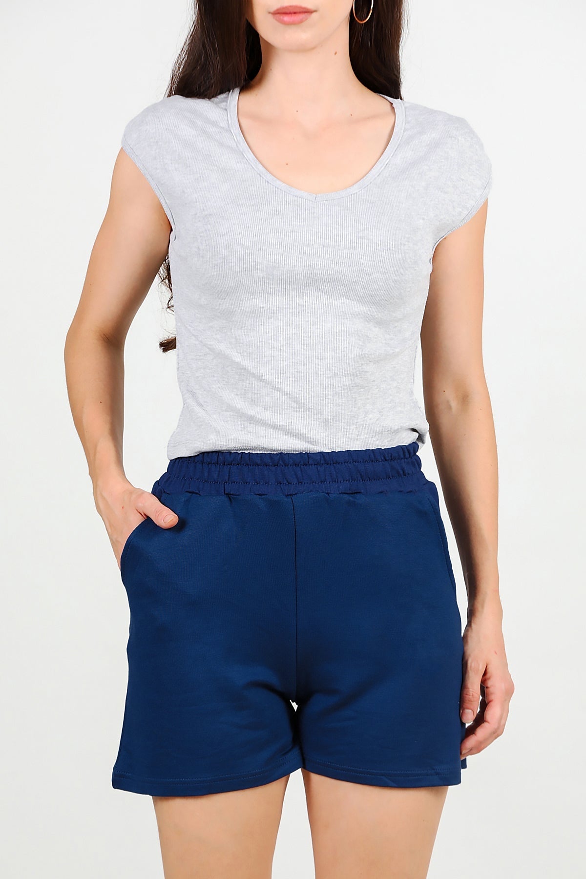 Jersey Shorts With Pockets, Navy