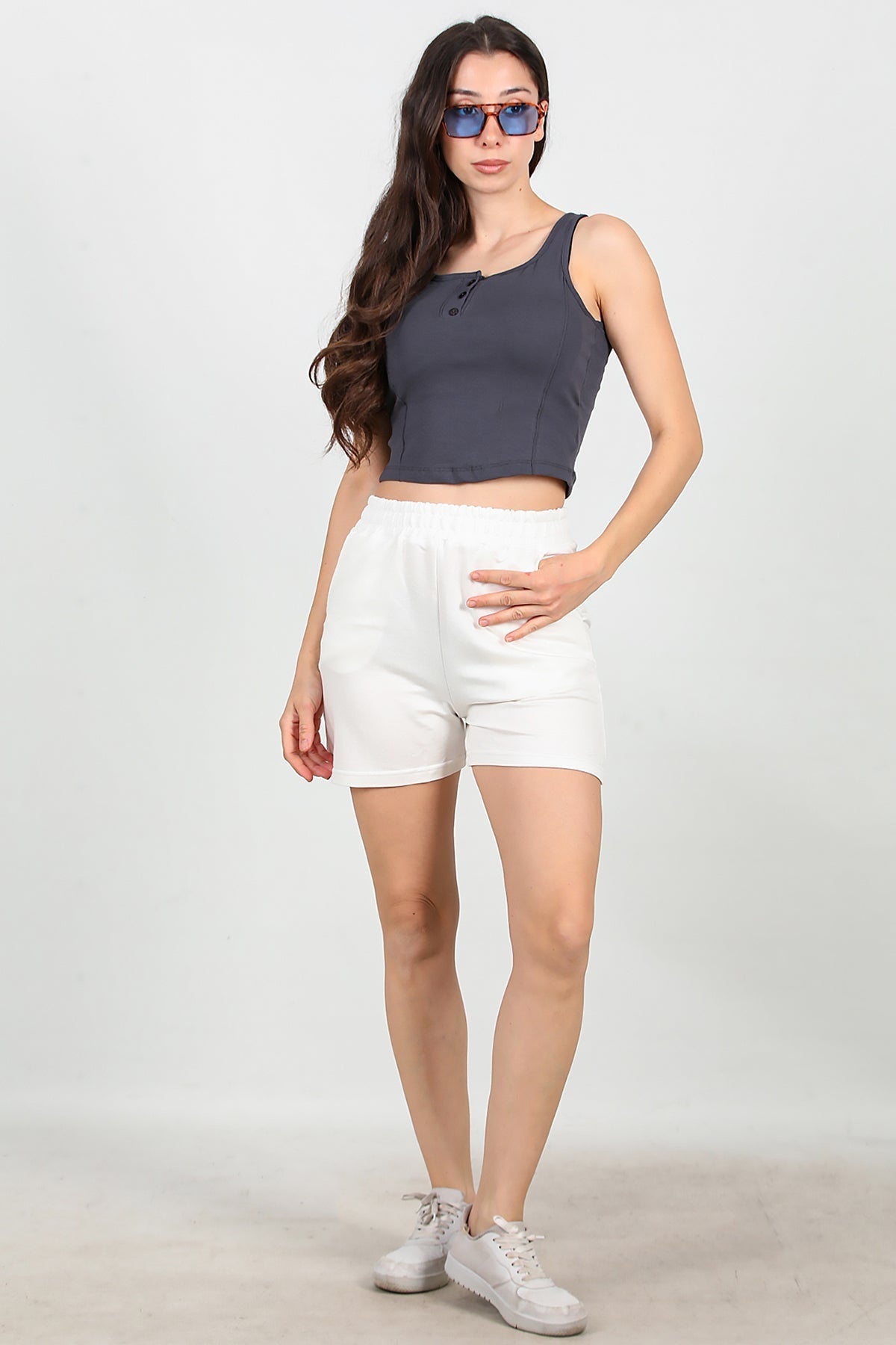 Jersey Shorts With Pockets, Off - White