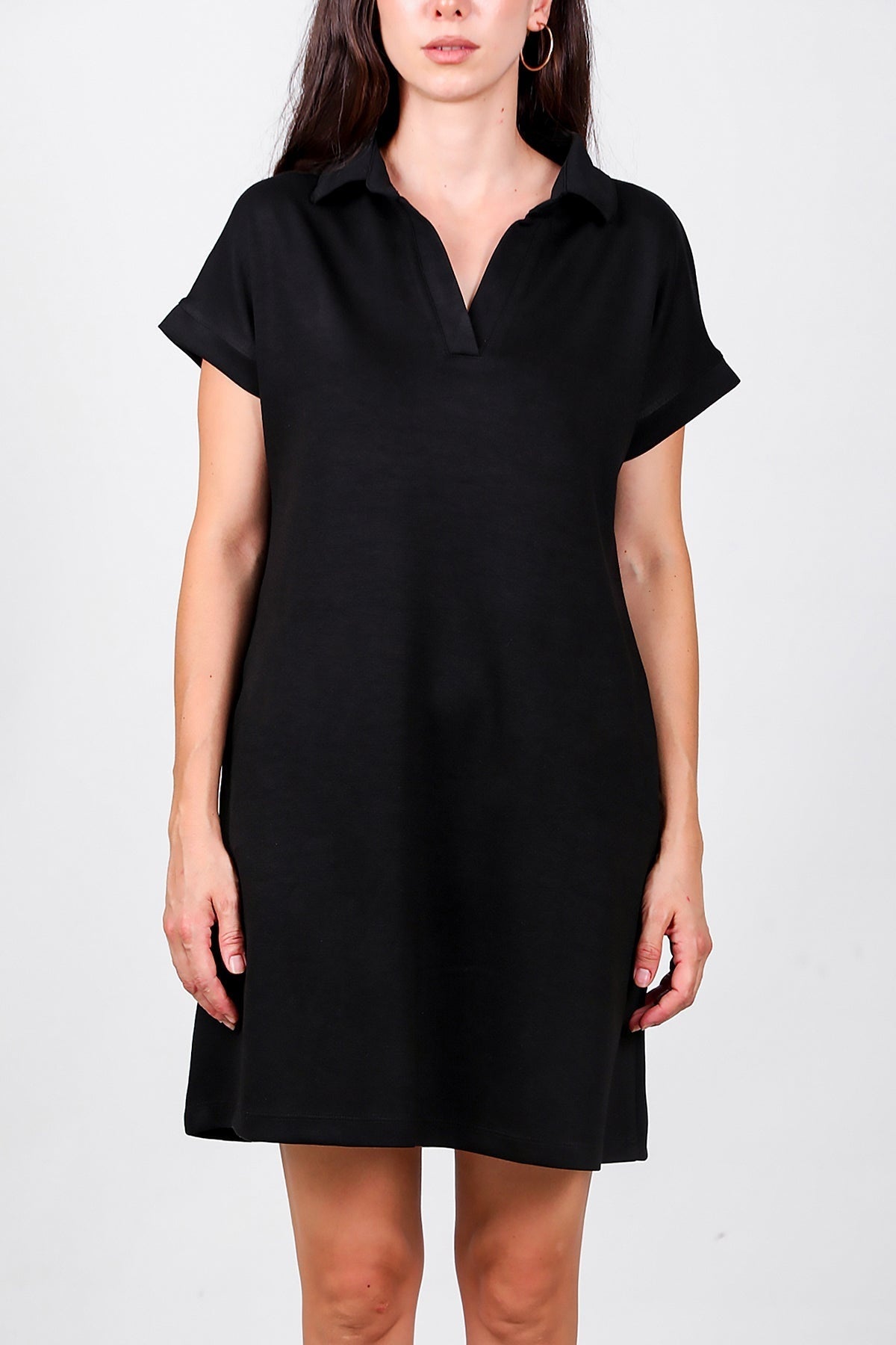 Collared Short Dress — Black