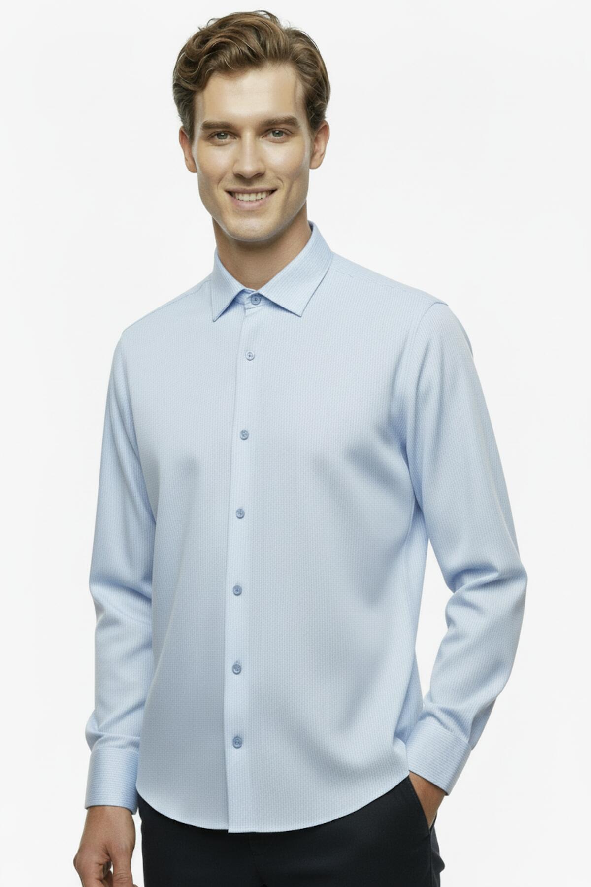 Men's Slim - Fit Striped Shirt — Ice Blue
