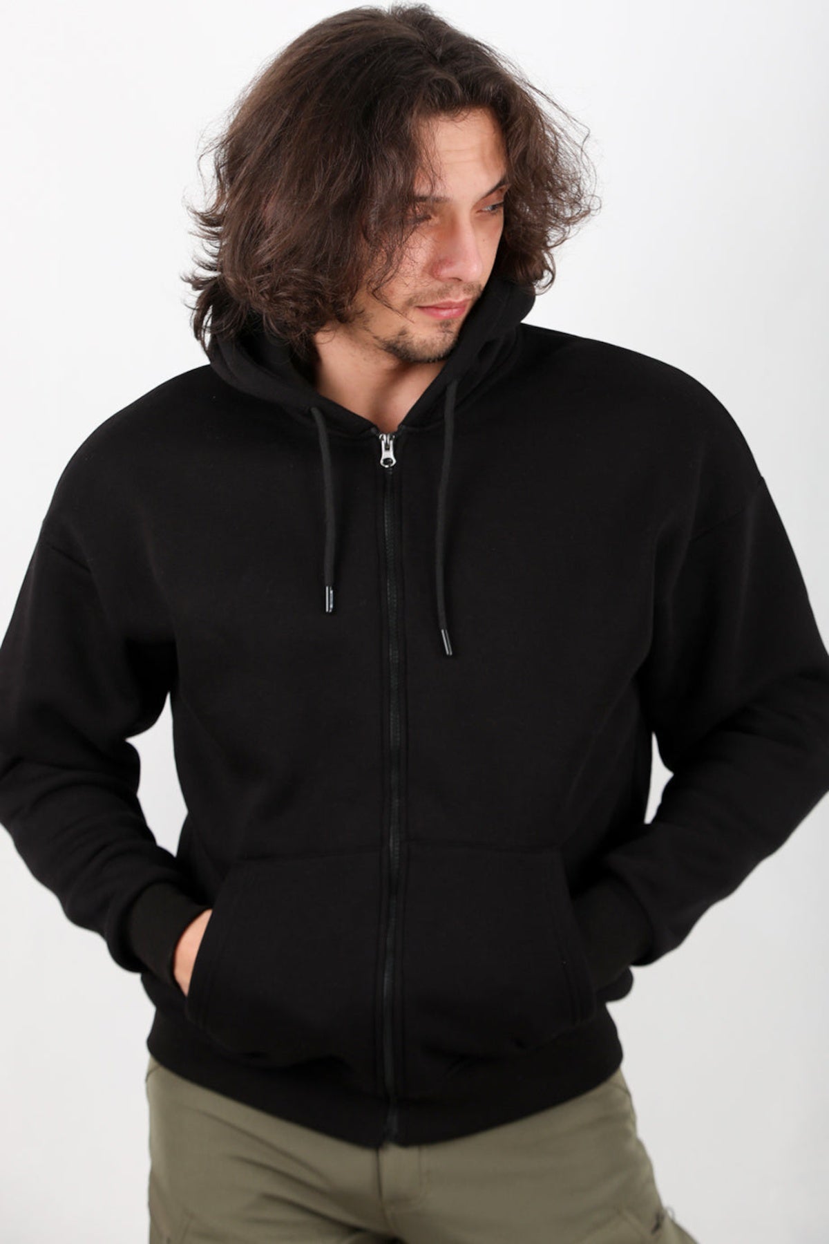 Men's Hooded Zip - Up Jacket — Black