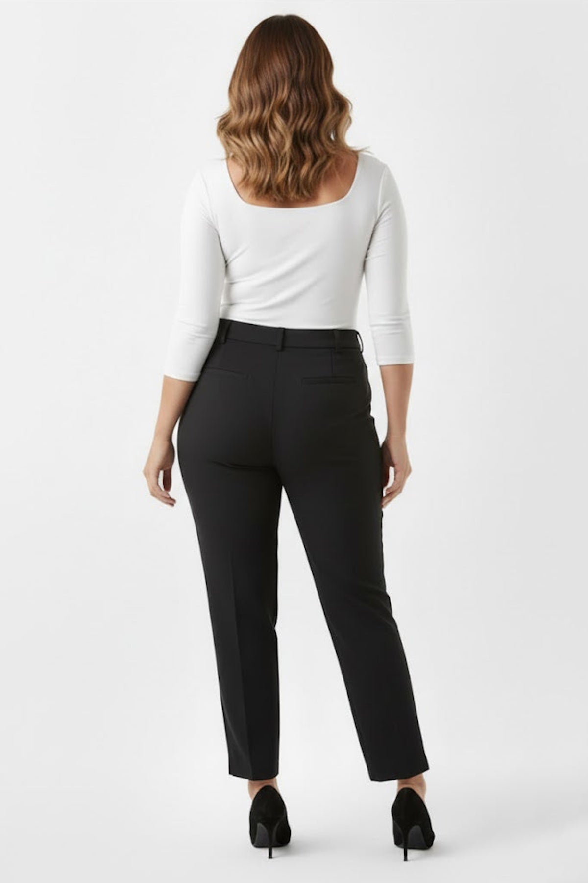 Plus - Size Belted Trousers — Black