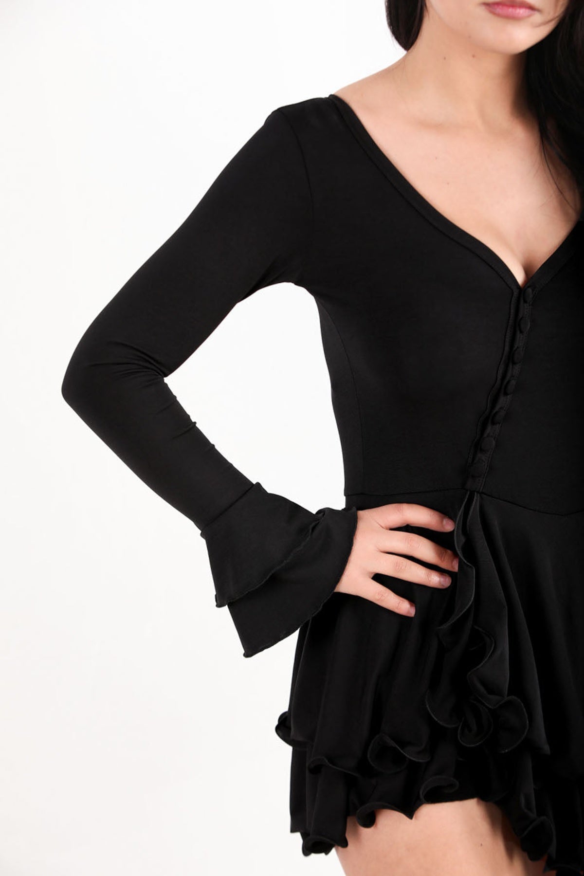 Black Frilled Mini Dress