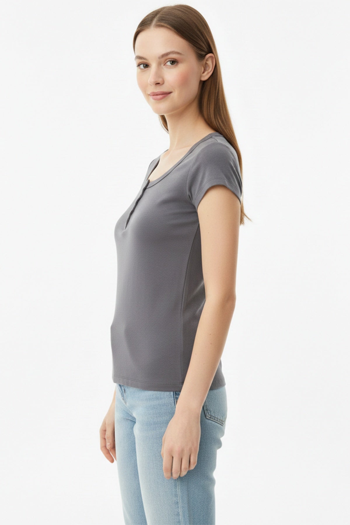 Button - Front Bodysuit — Charcoal