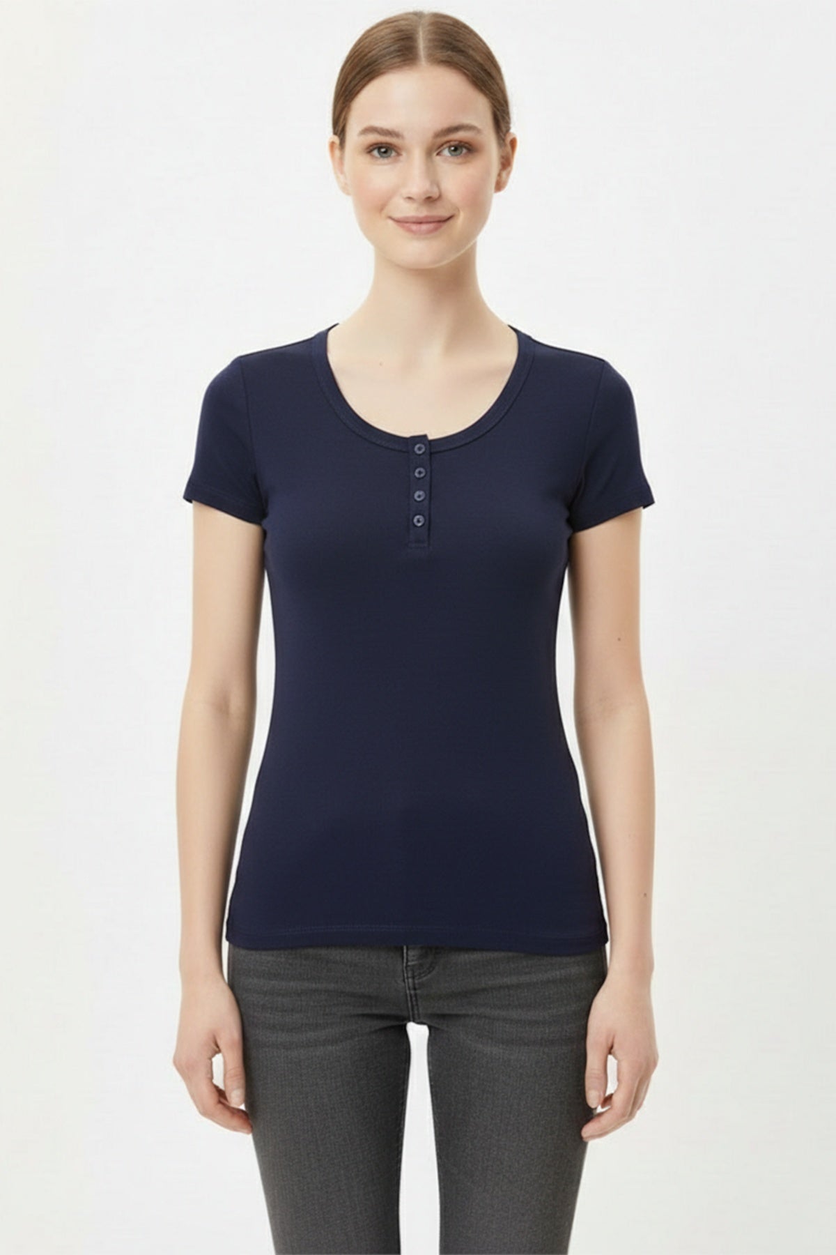 Navy Button - Front Body Top