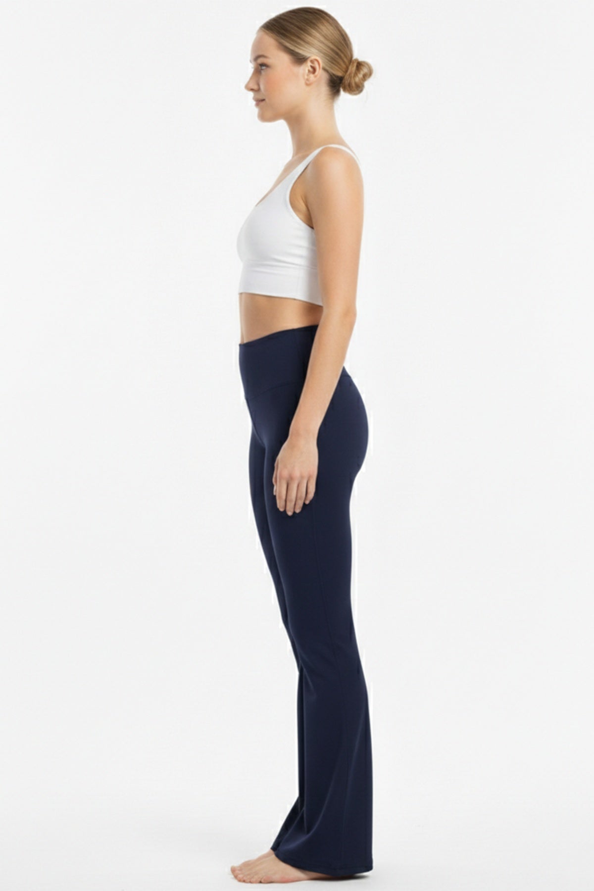 High - Waist Flared - Leg Tights With Slit — Navy