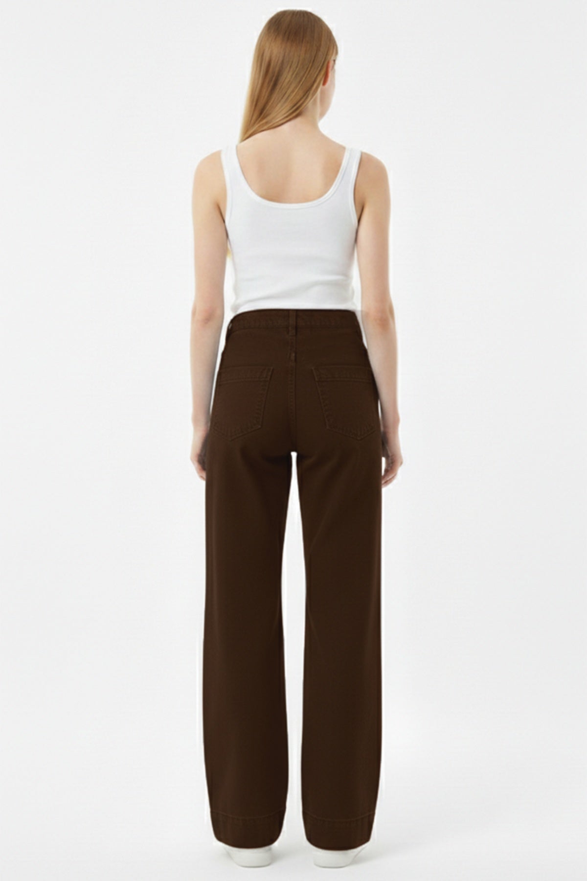 Wide‑Leg Jeans With Front 'Çimalı' Detail — Brown