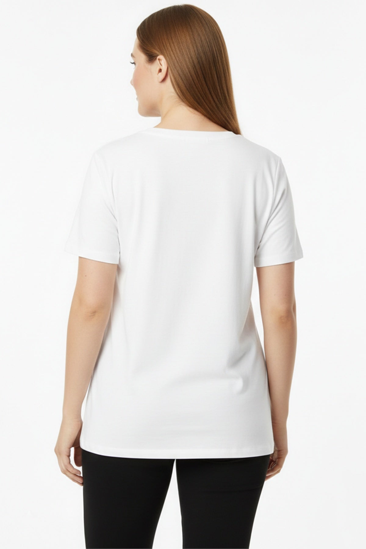 Oversized V - Neck T - Shirt — White