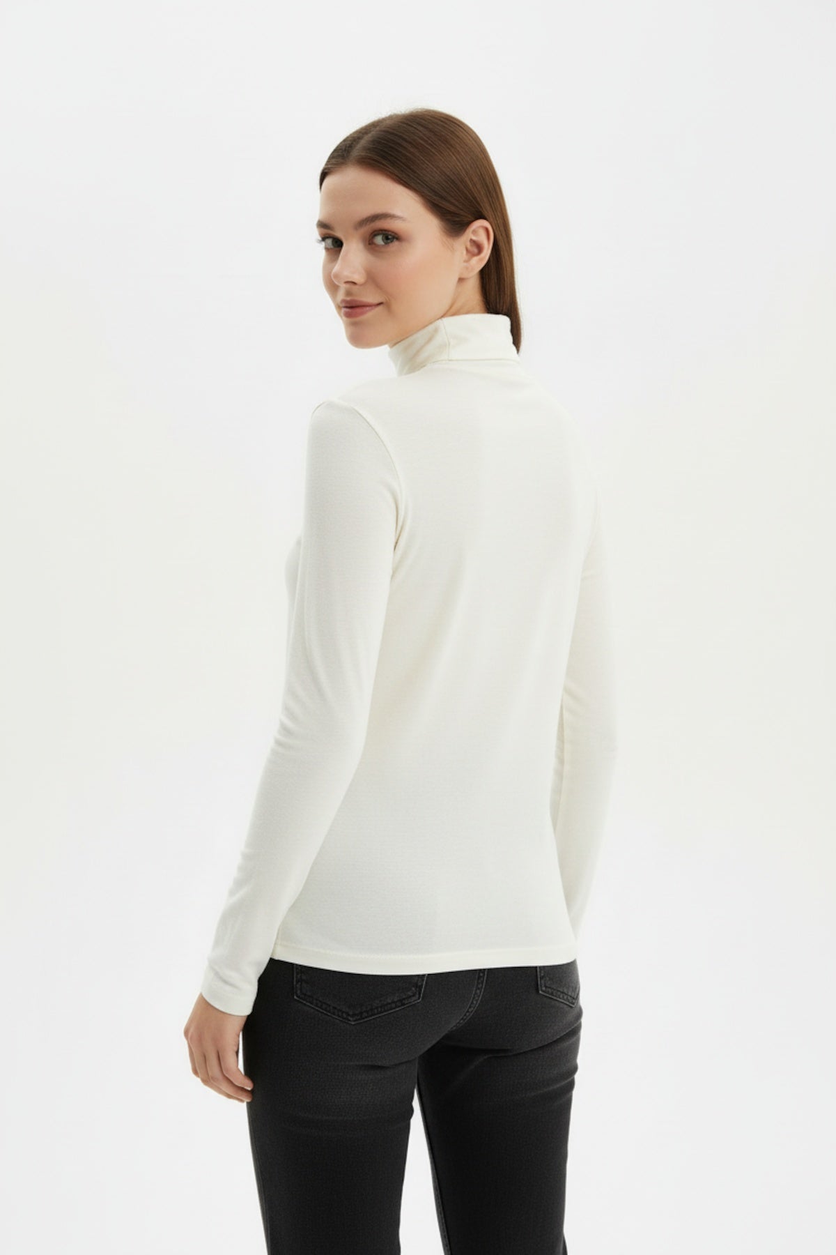 Sheer Turtleneck Blouse — Off - White
