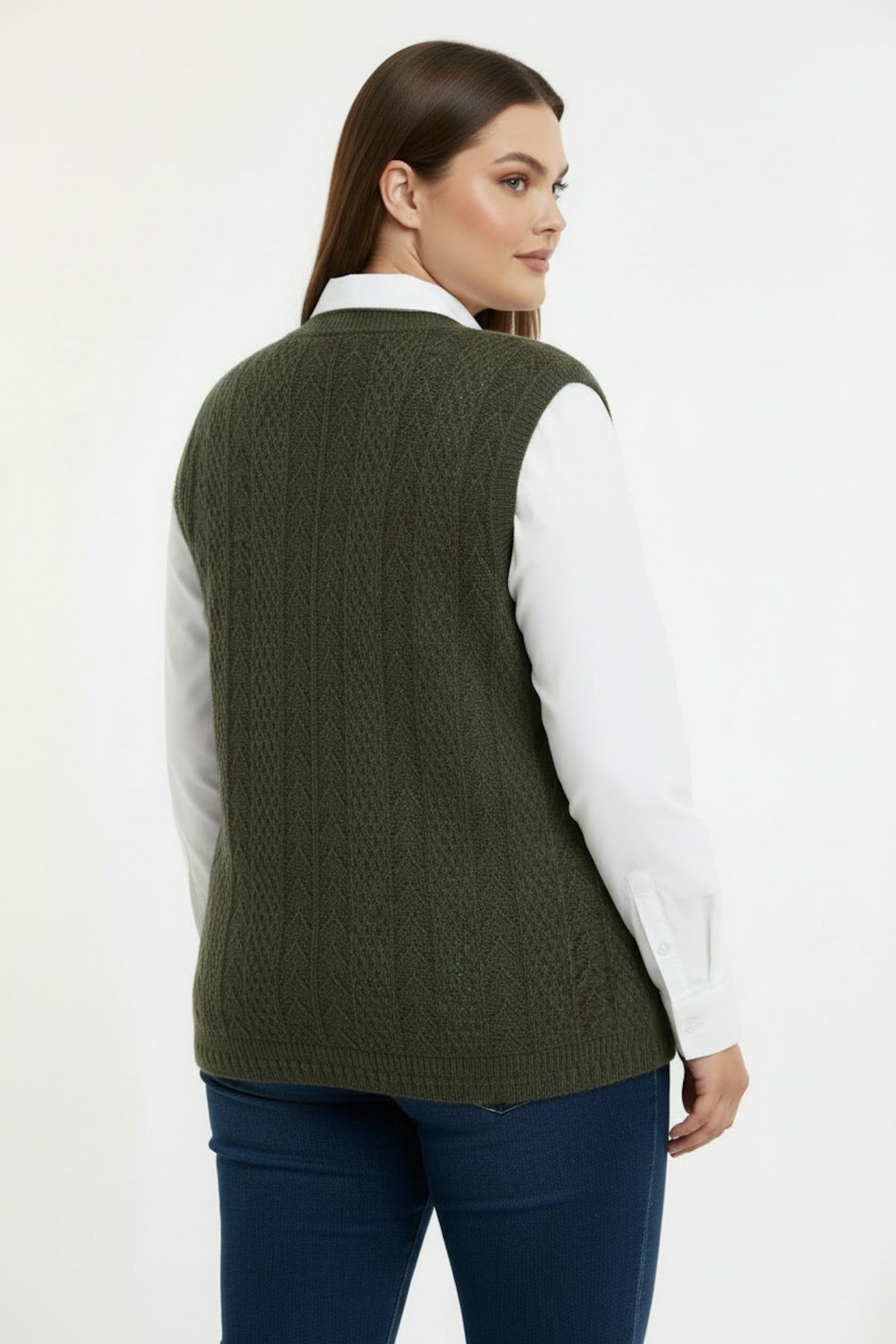 Plus - Size Knit Vest — Khaki