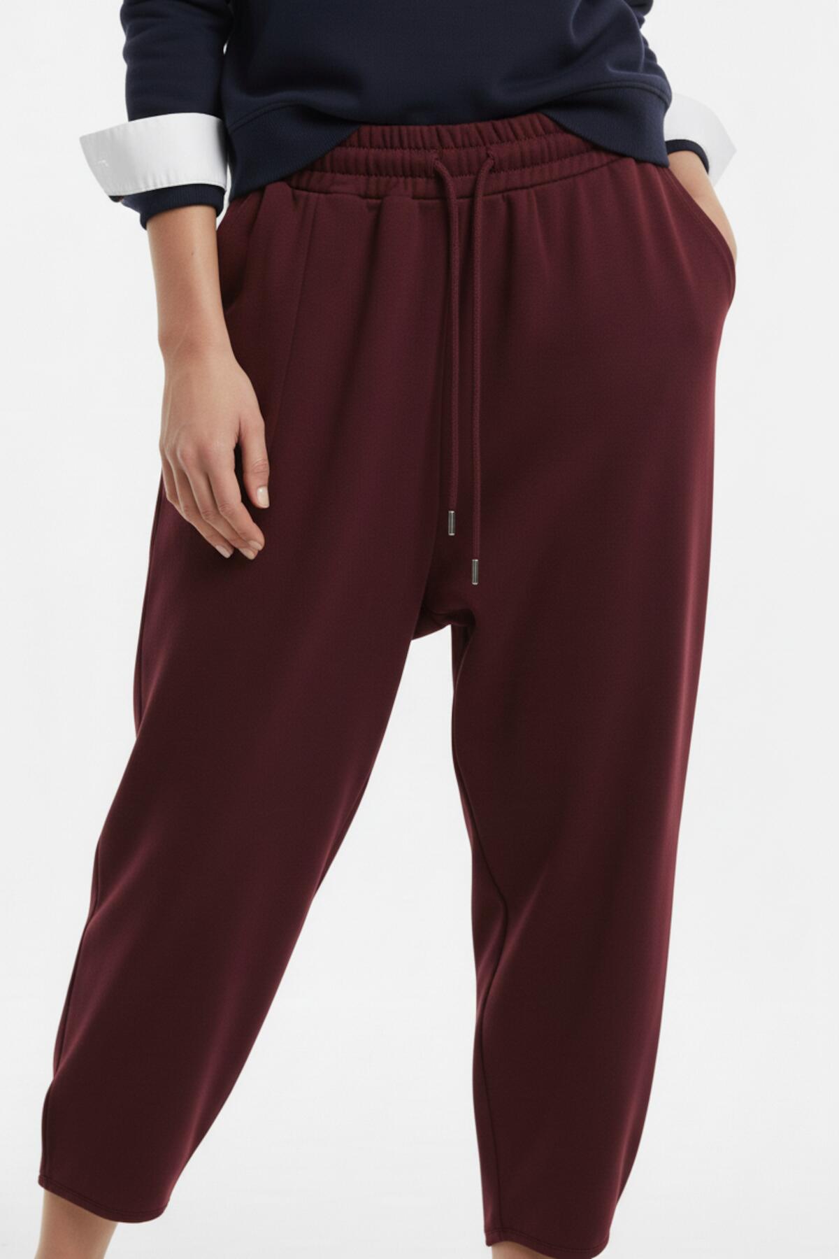 Trousers With Hem Detail — Burgundy