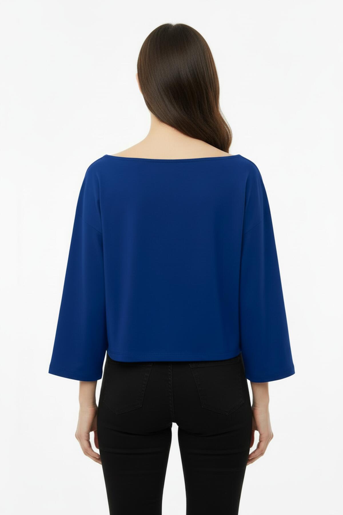 Dropped - Shoulder Wide - Fit Blouse — Navy