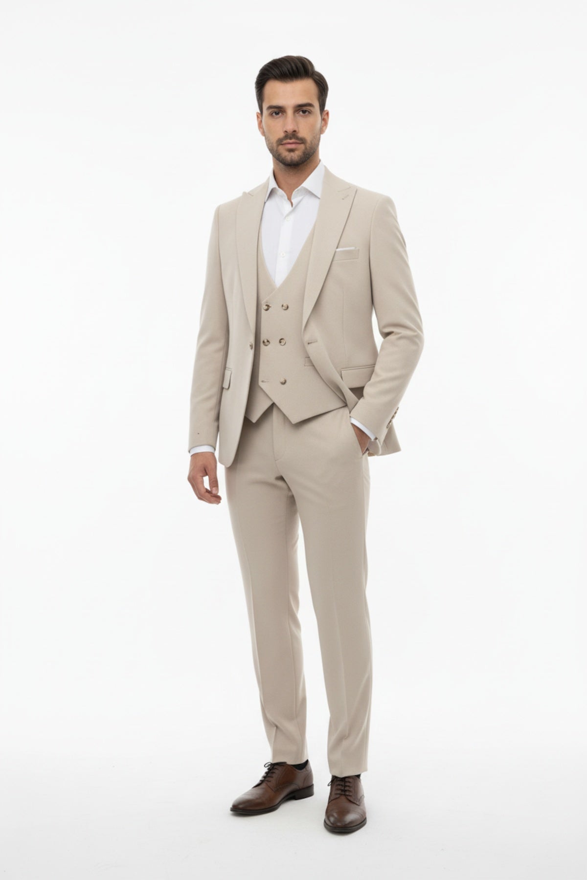 Petek Men's Three‑Piece Suit — Beige