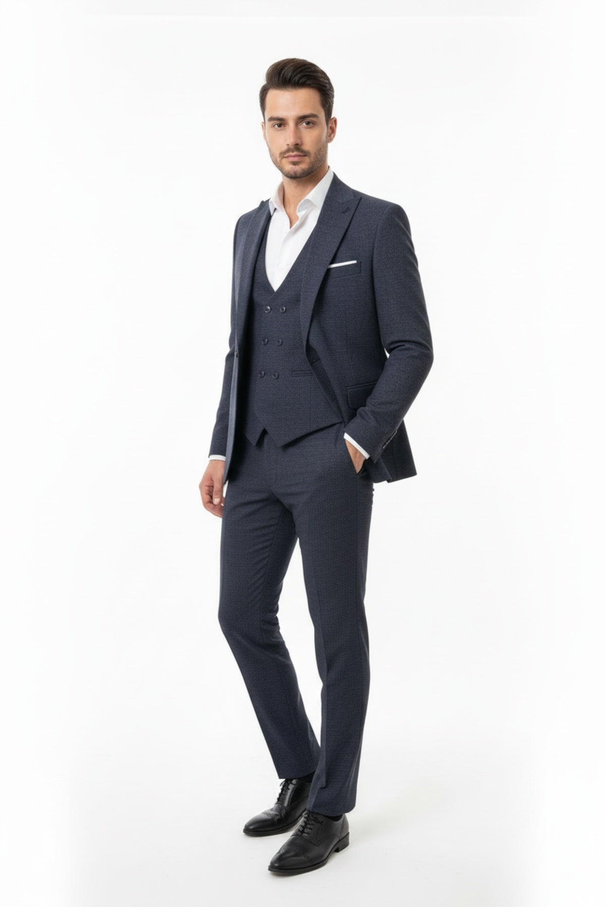 Zegna Flecked 3 - Piece Suit — Navy