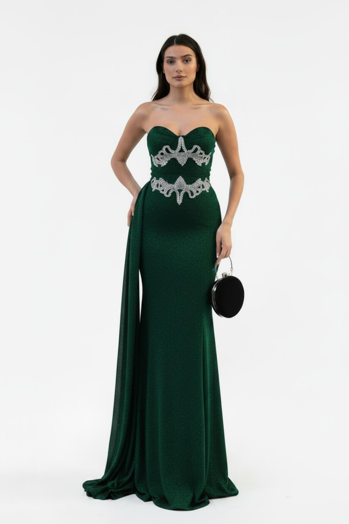 Emerald Green Embellished Mermaid Gown