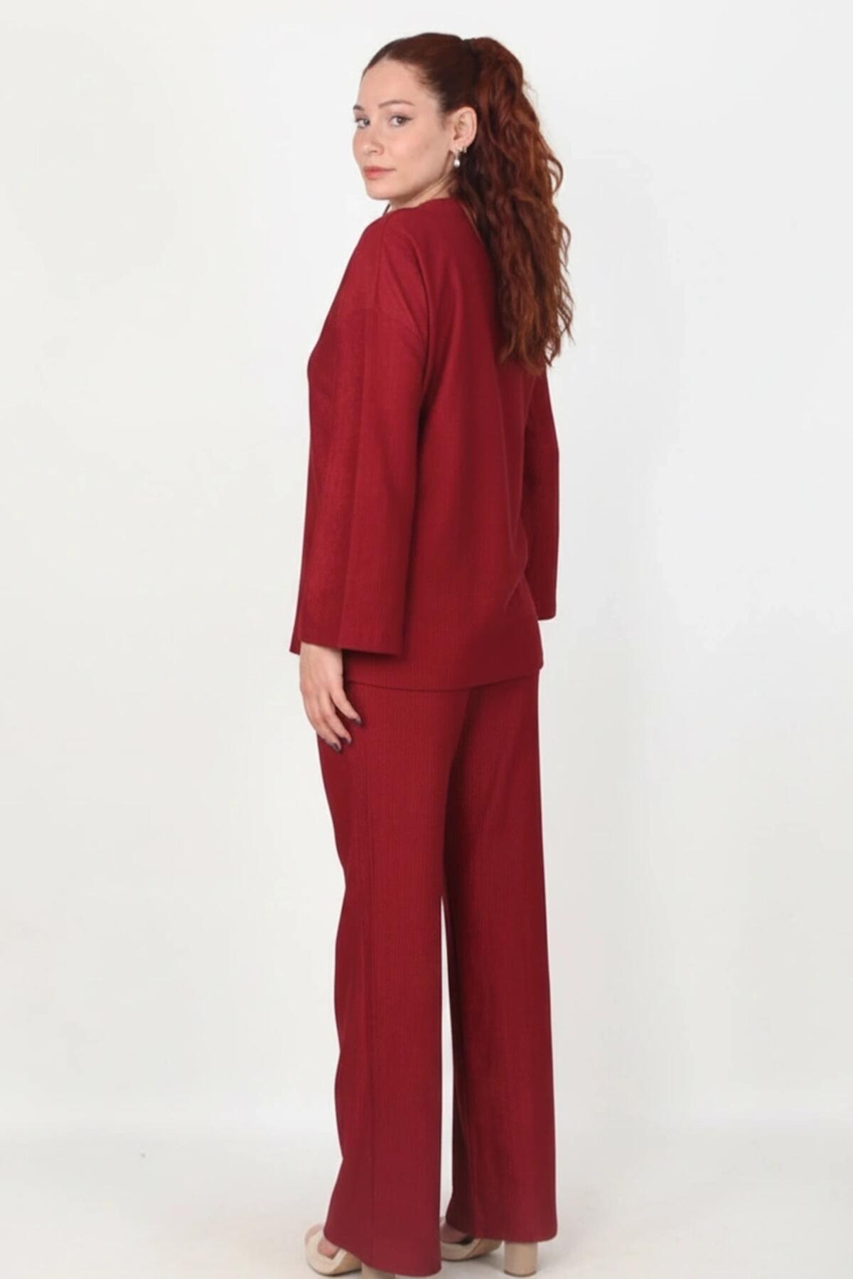 Burgundy Wide - Sleeve Two - Piece Set