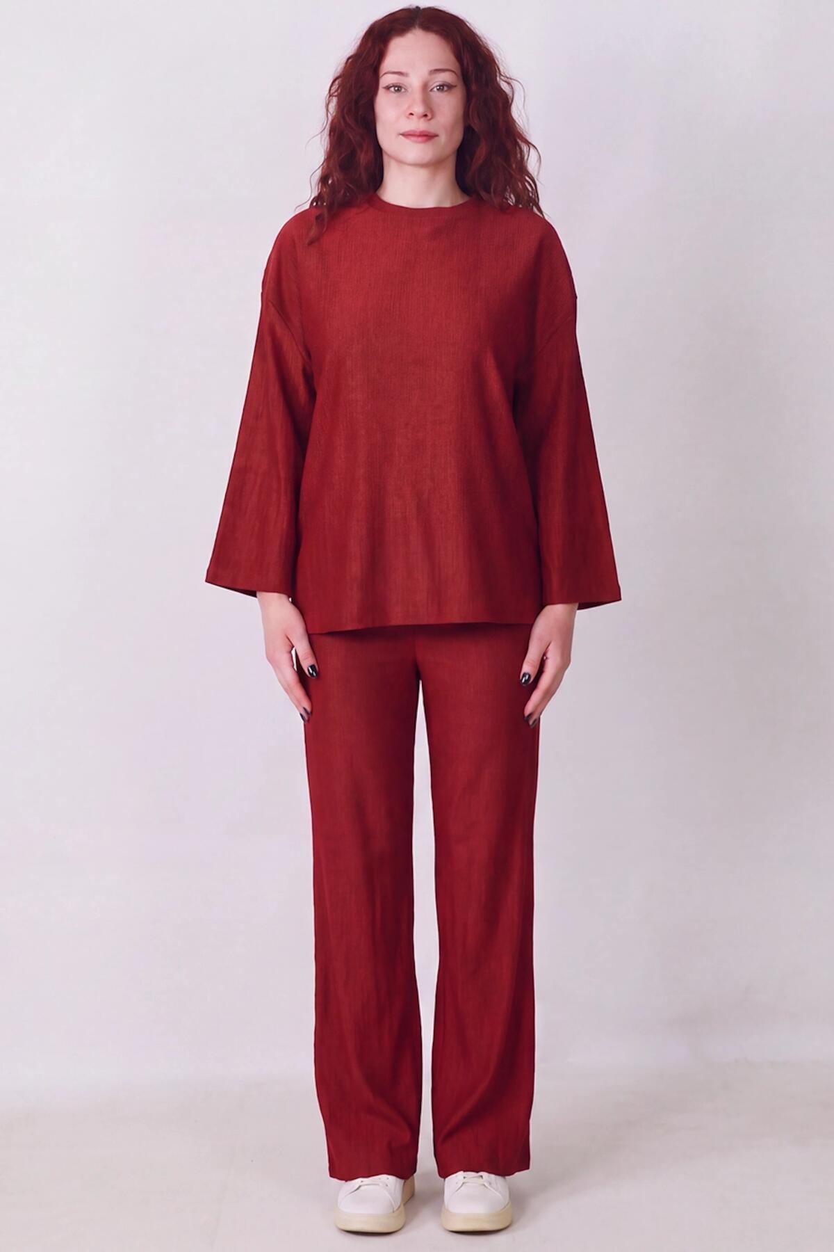Burgundy Wide - Sleeve Two - Piece Set