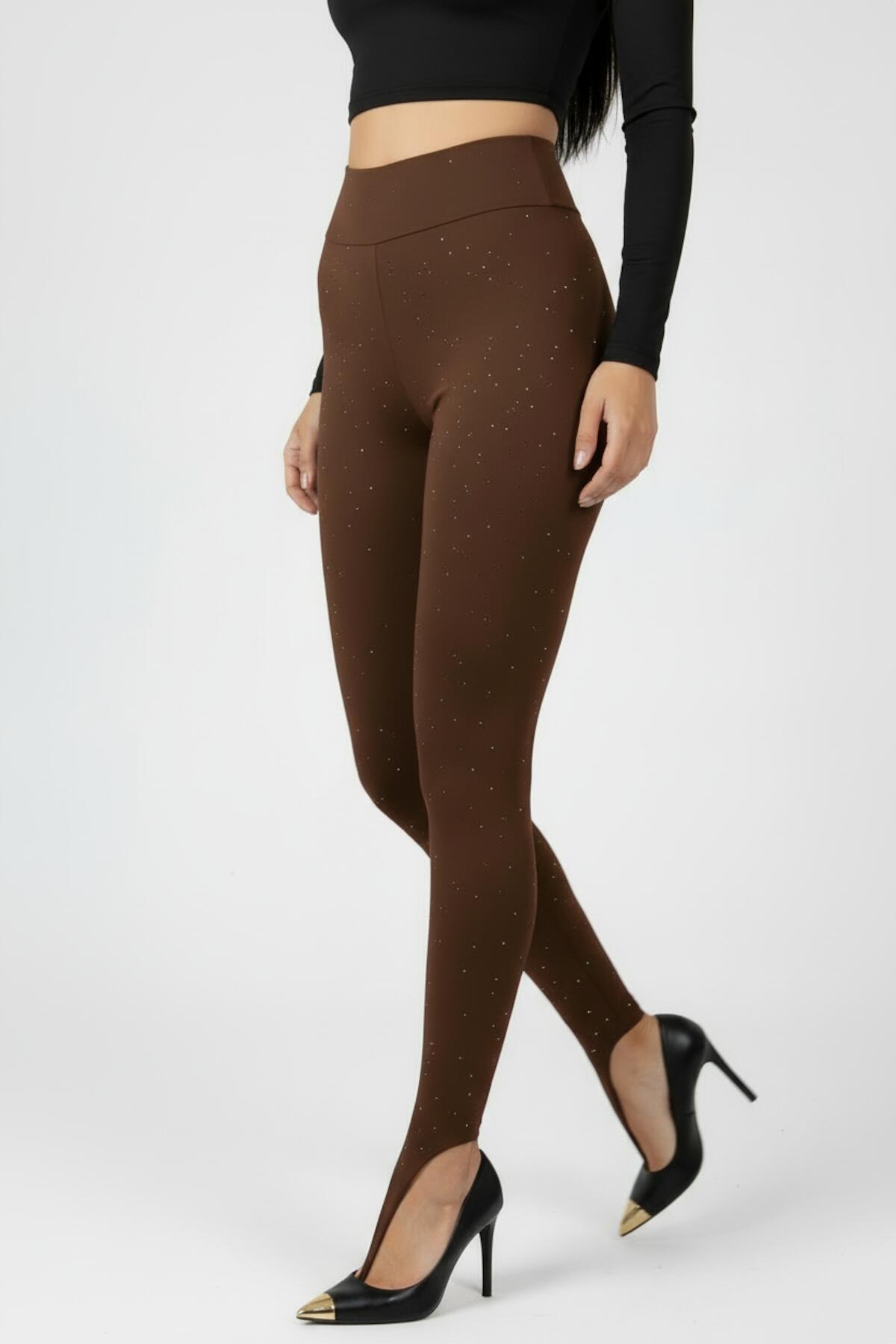 Toe - Loop Embellished Leggings — Brown