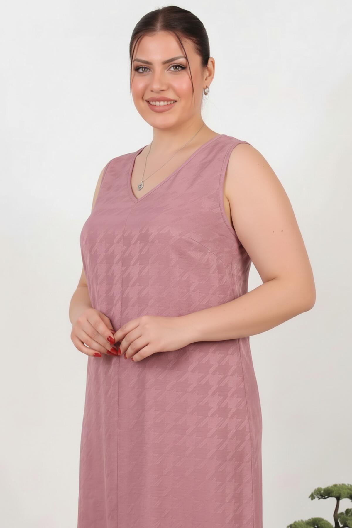 Powder Pink Viscose Dress With Cross‑Back Detail, Plus Size
