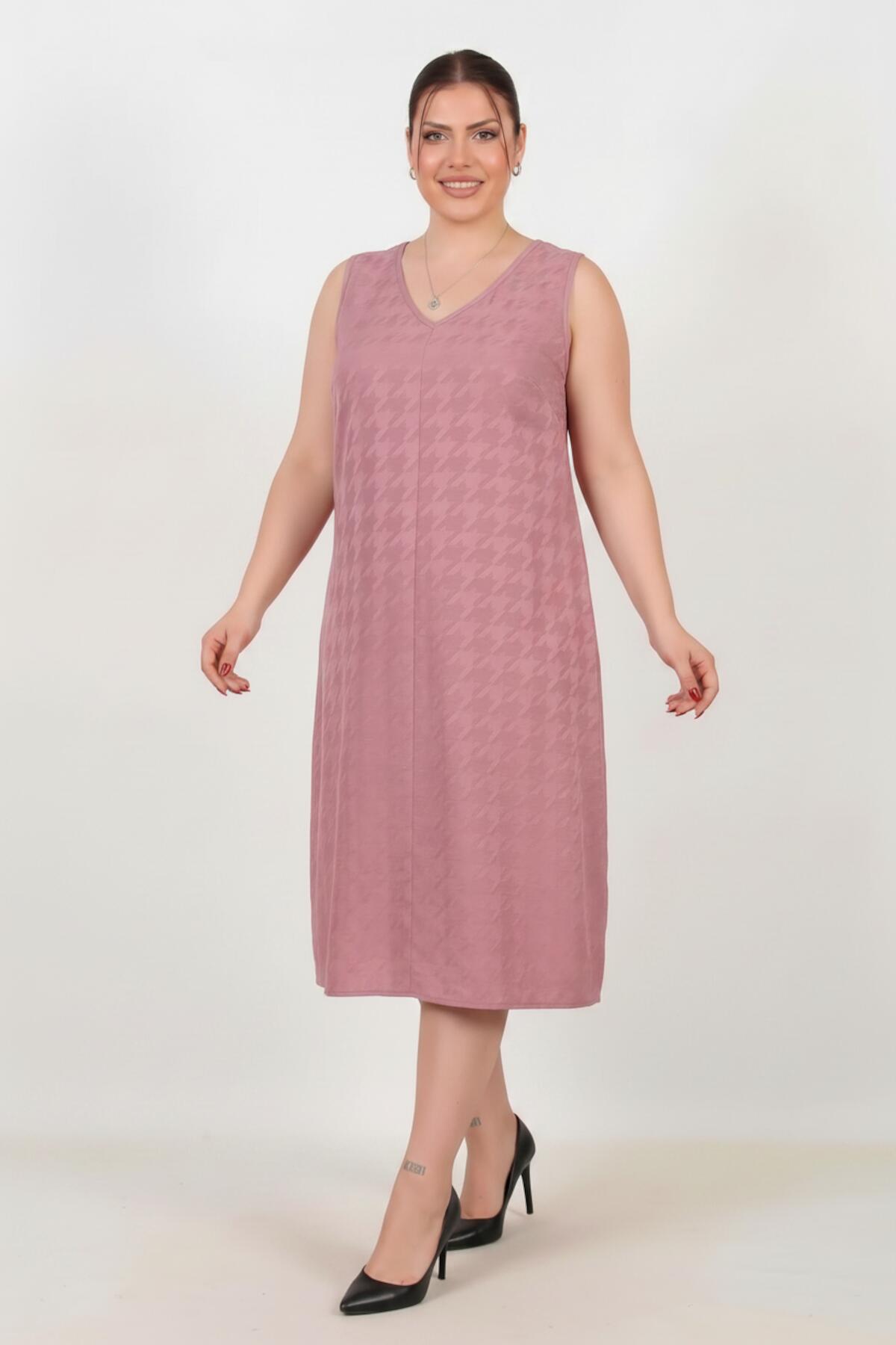 Powder Pink Viscose Dress With Cross‑Back Detail, Plus Size