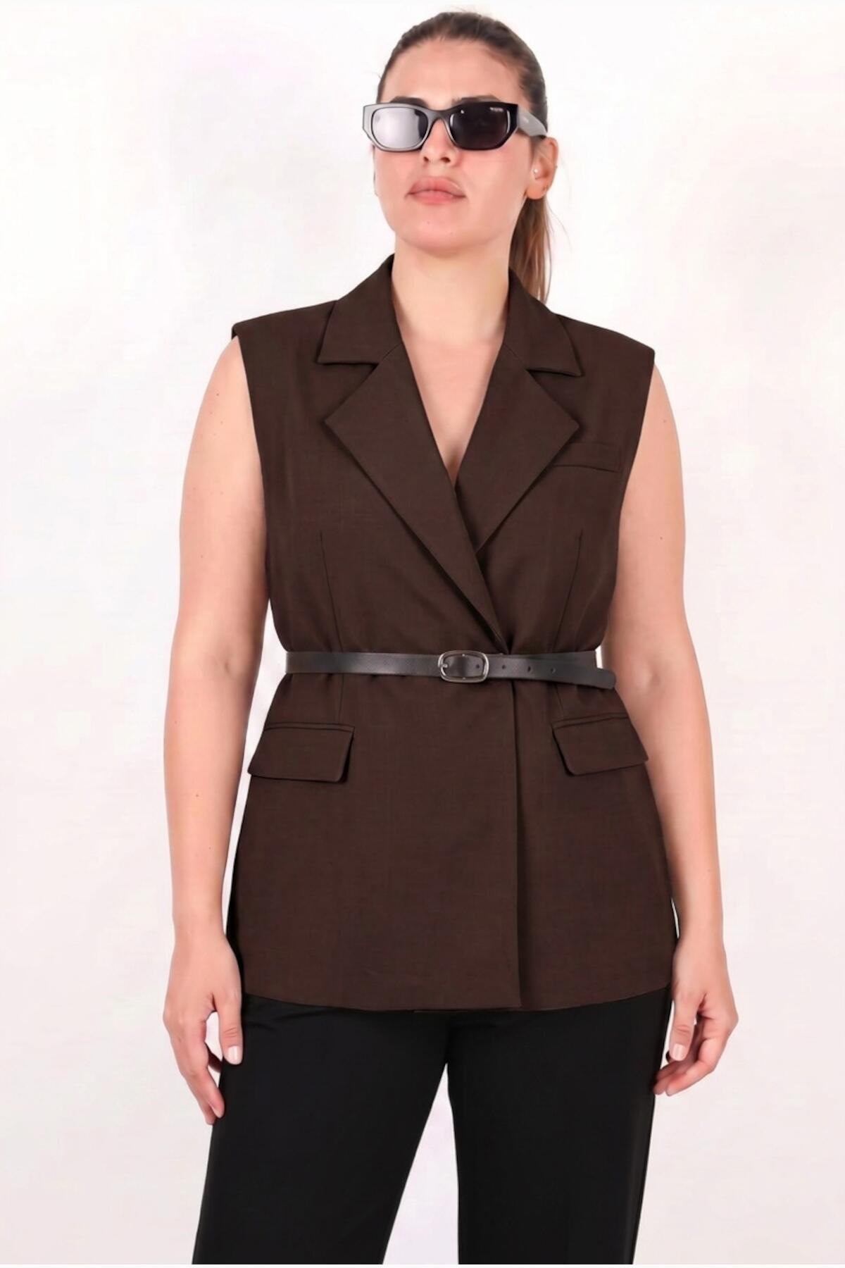 Brown Belted Vest