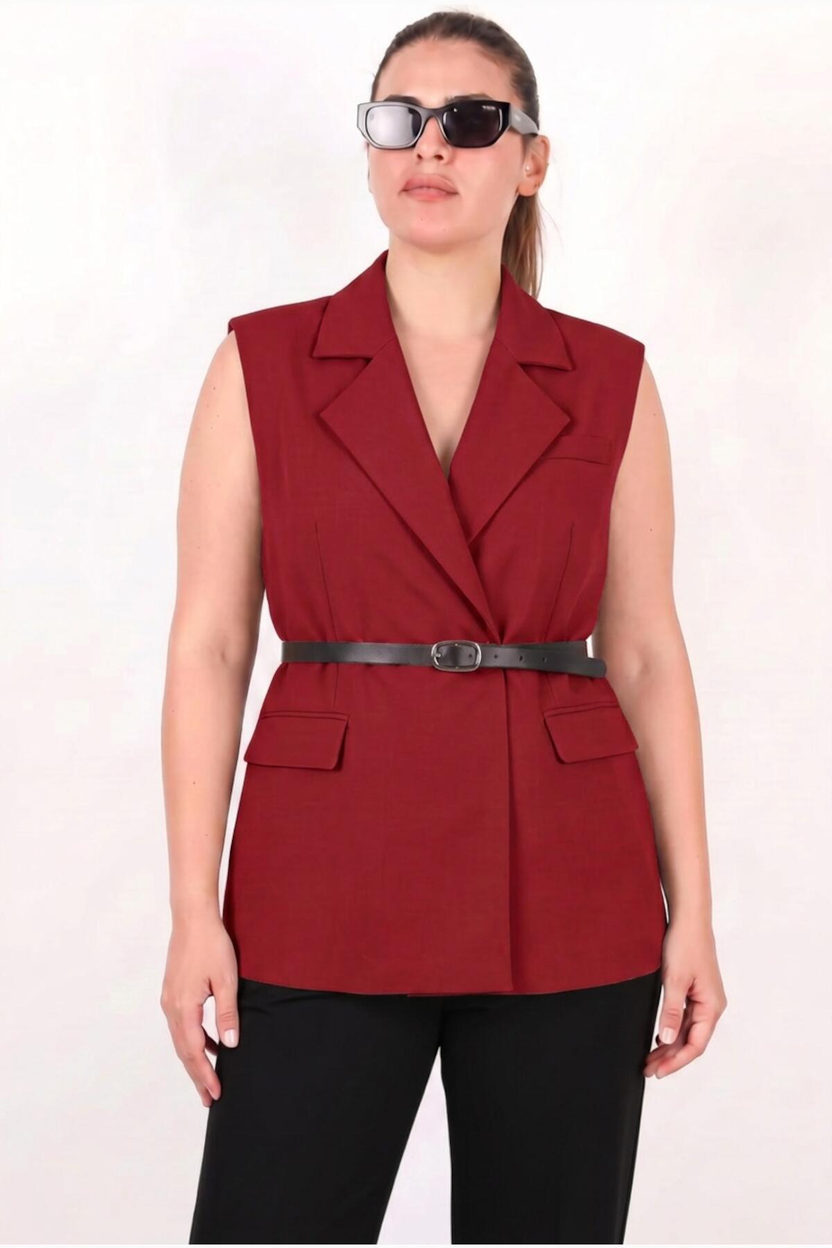 Burgundy Belted Vest