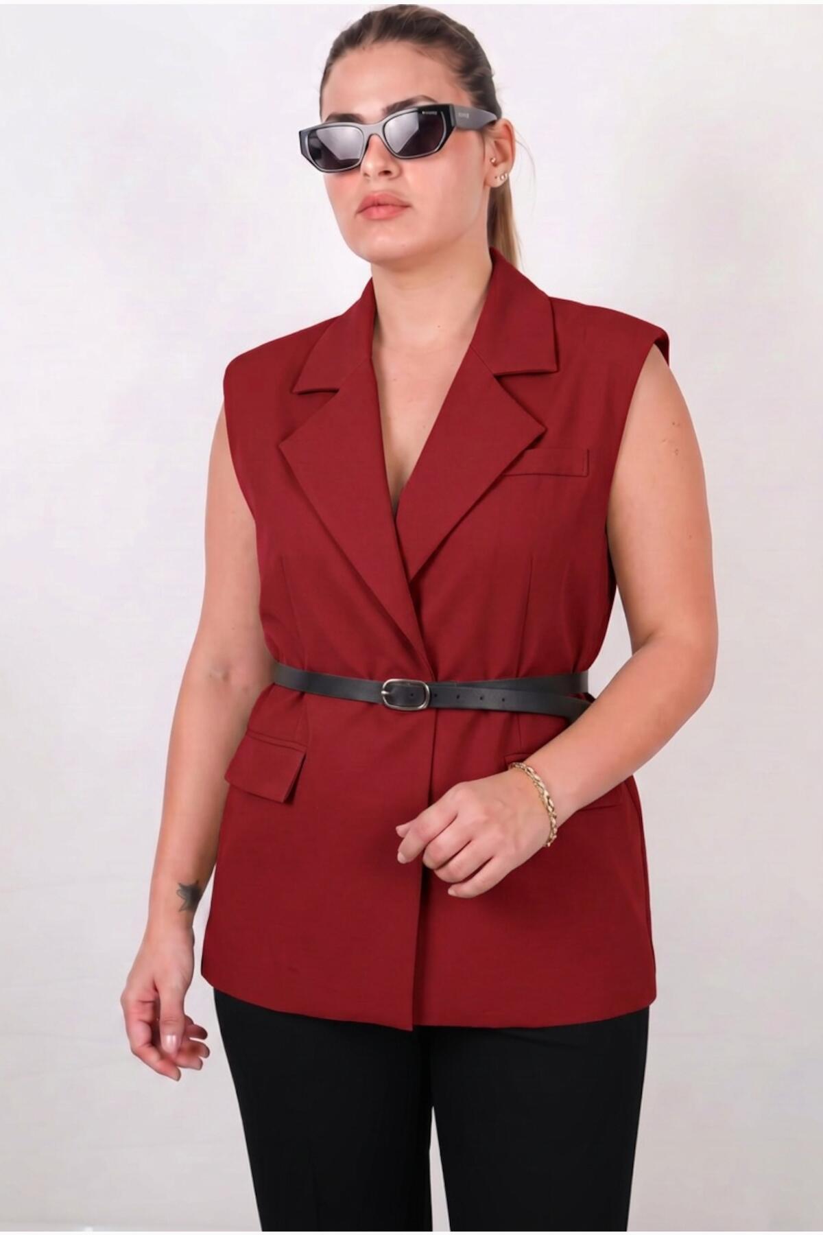 Burgundy Belted Vest