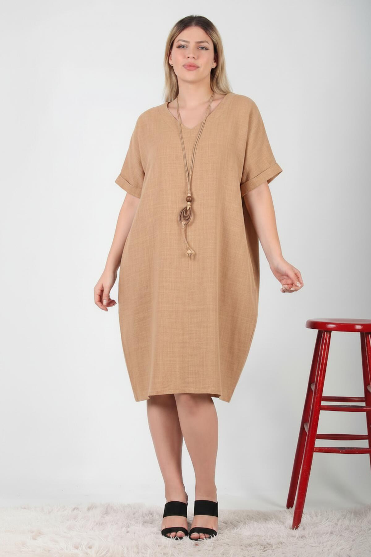 Plus - Size Necklace Dress — Taupe