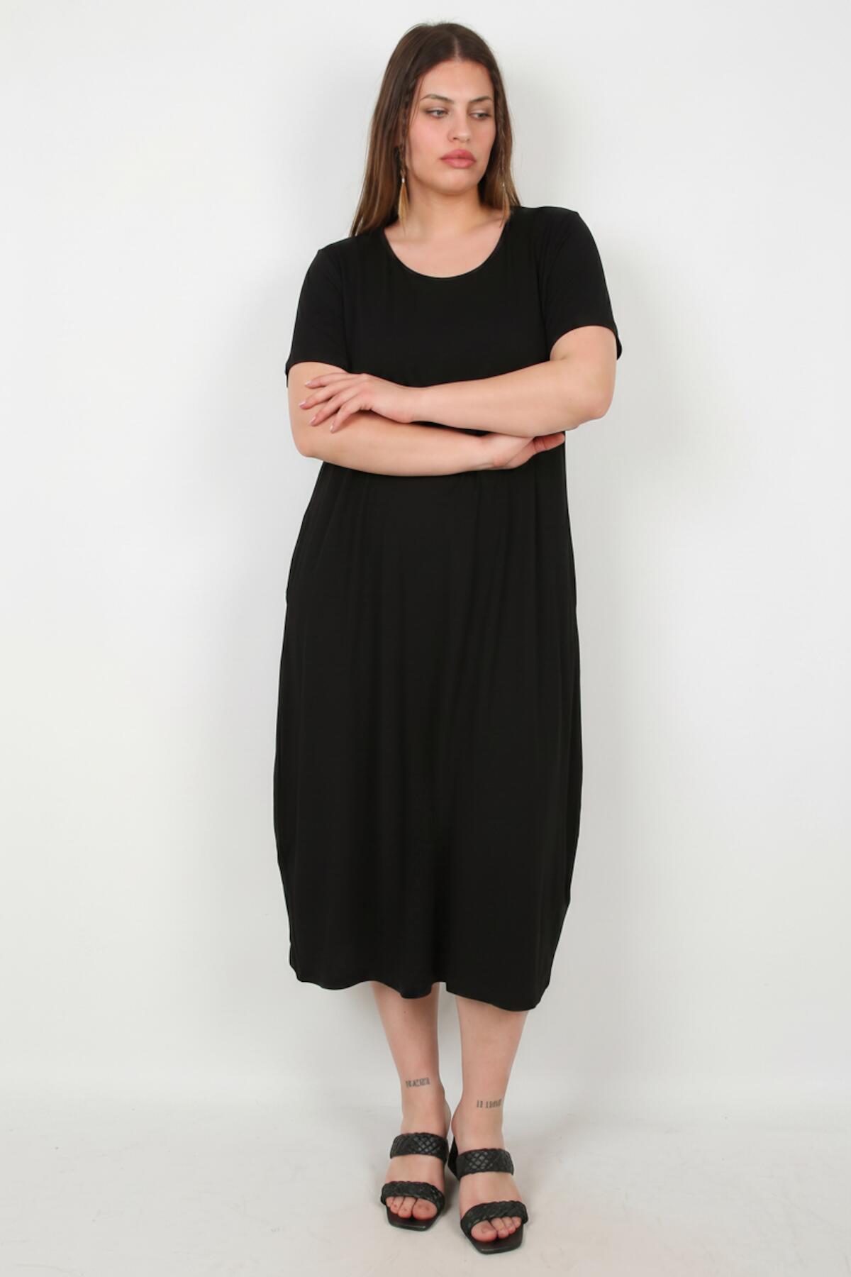 Oversized Dress With Side Pockets — Black