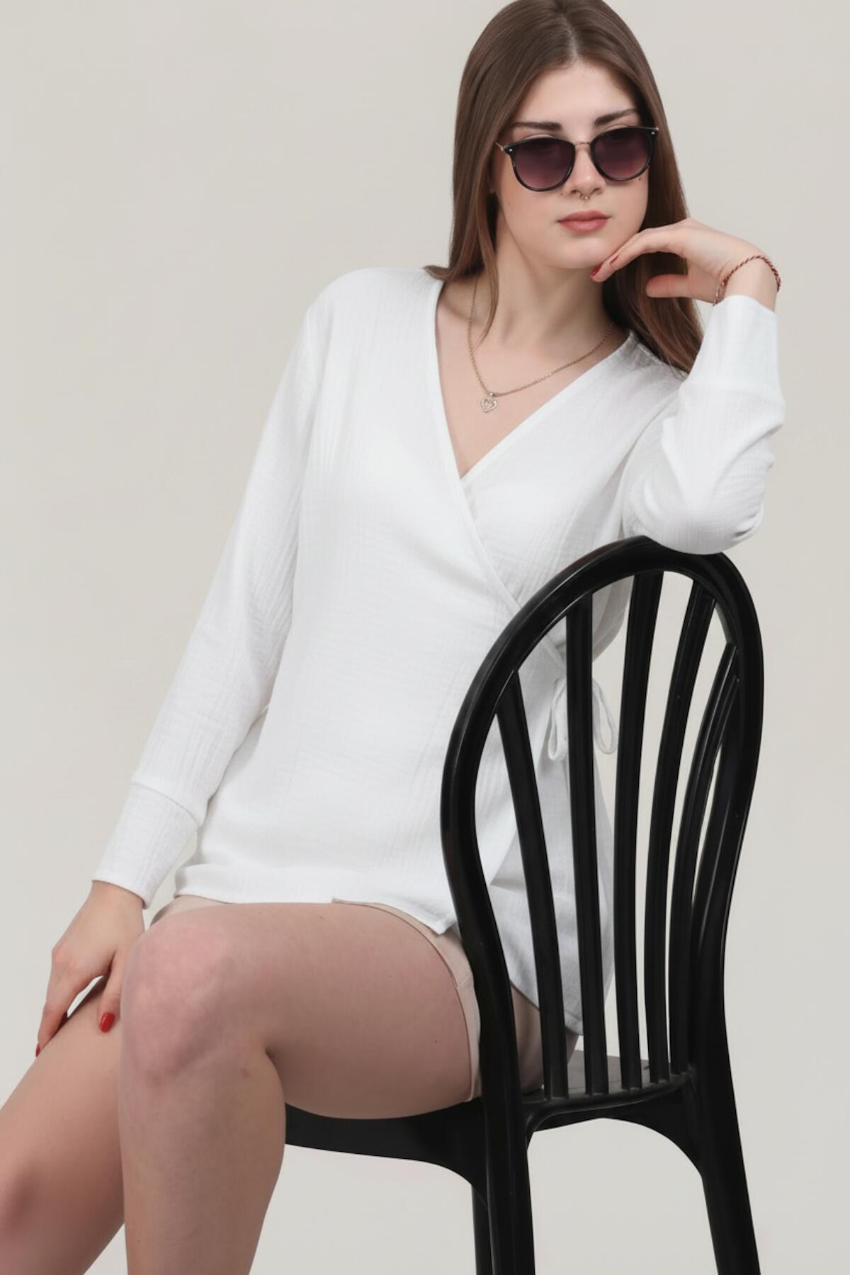 Muslin Wrap Kimono Tunic — White