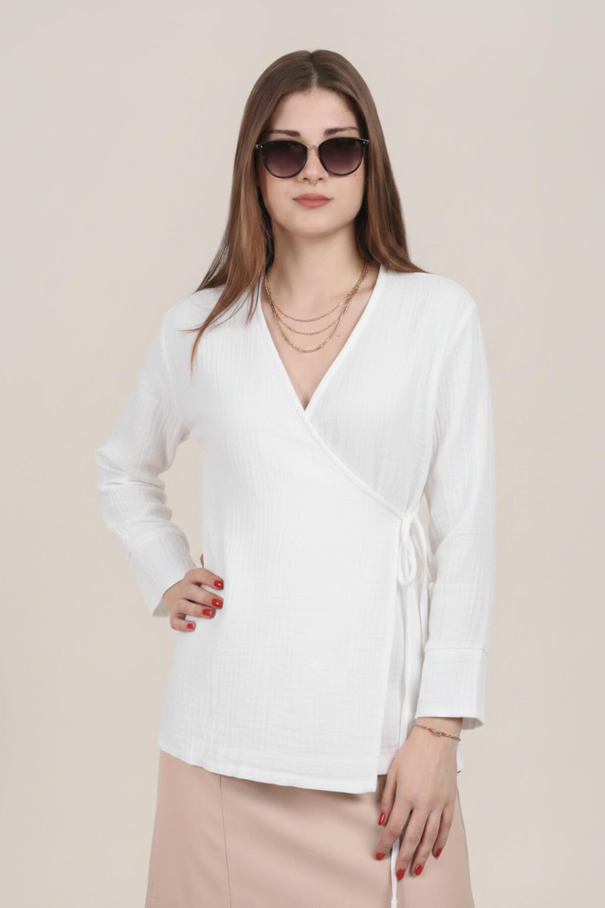 Muslin Wrap Kimono Tunic — White