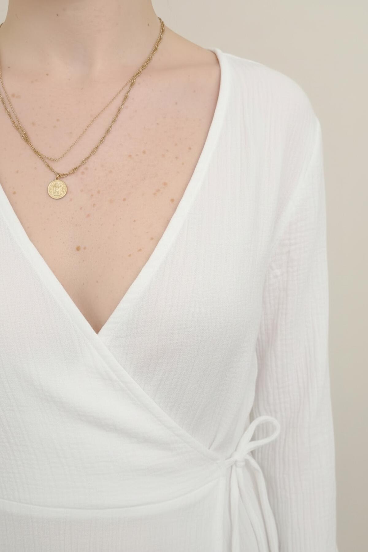 Muslin Wrap Kimono Tunic — White
