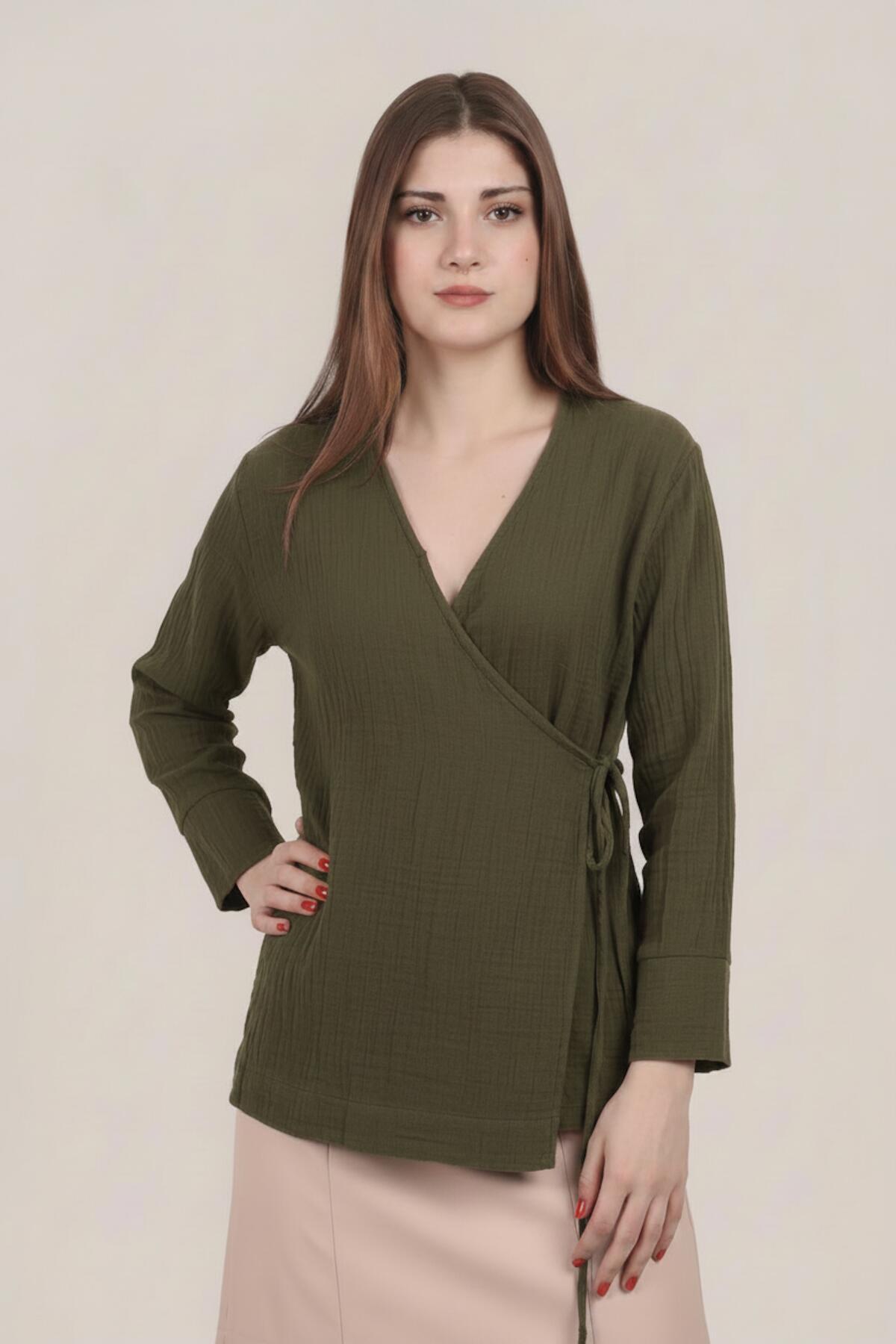 Khaki Muslin Wrap Tunic