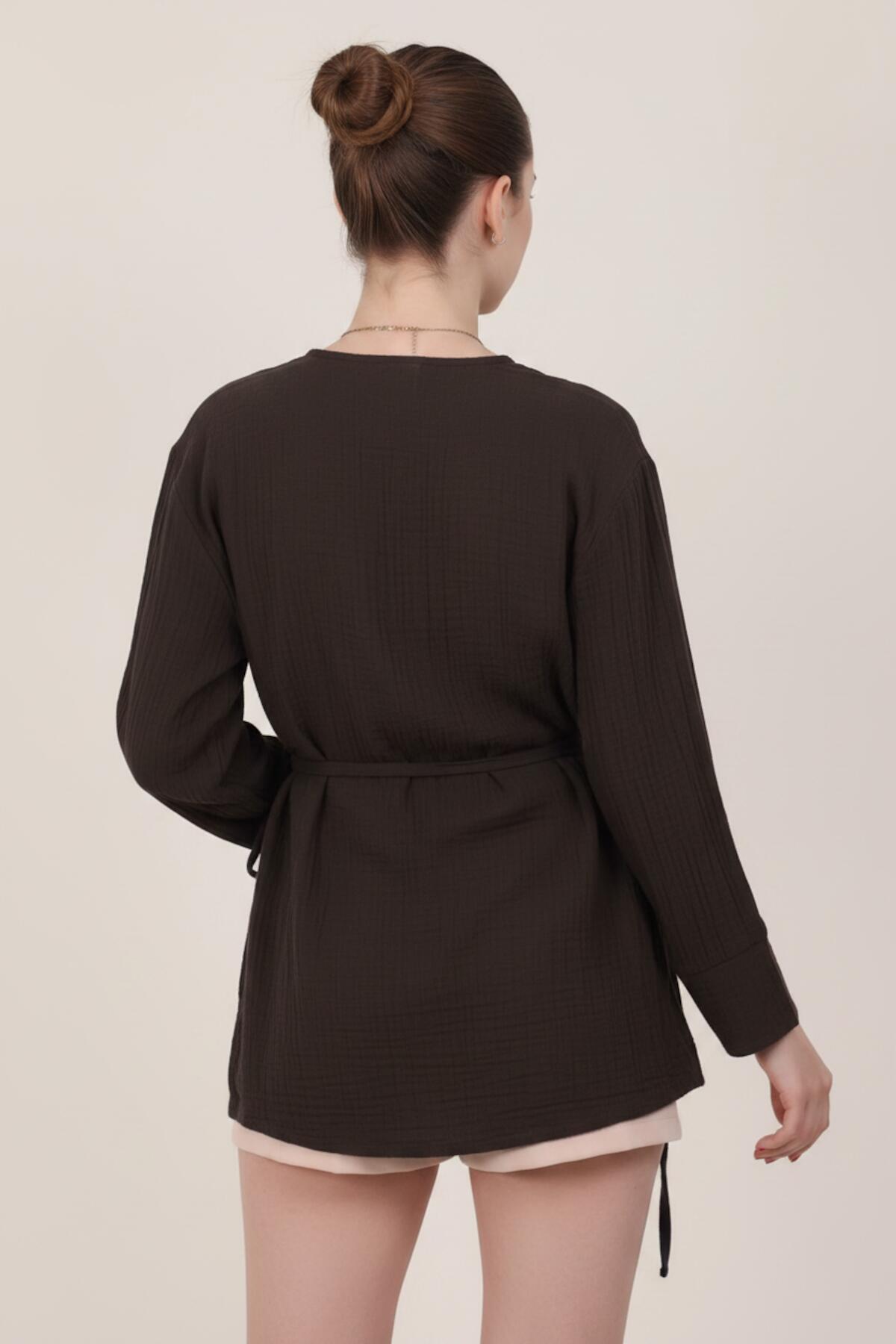Brown Muslin Wrap Tunic