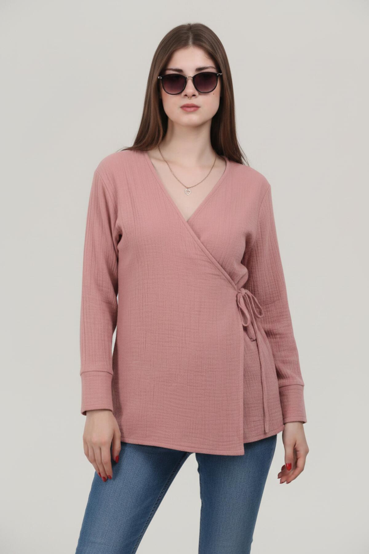 Muslin Wrap Kimono Tunic — Pink