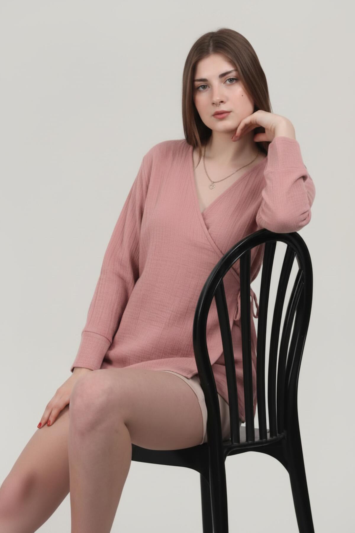 Muslin Wrap Kimono Tunic — Pink