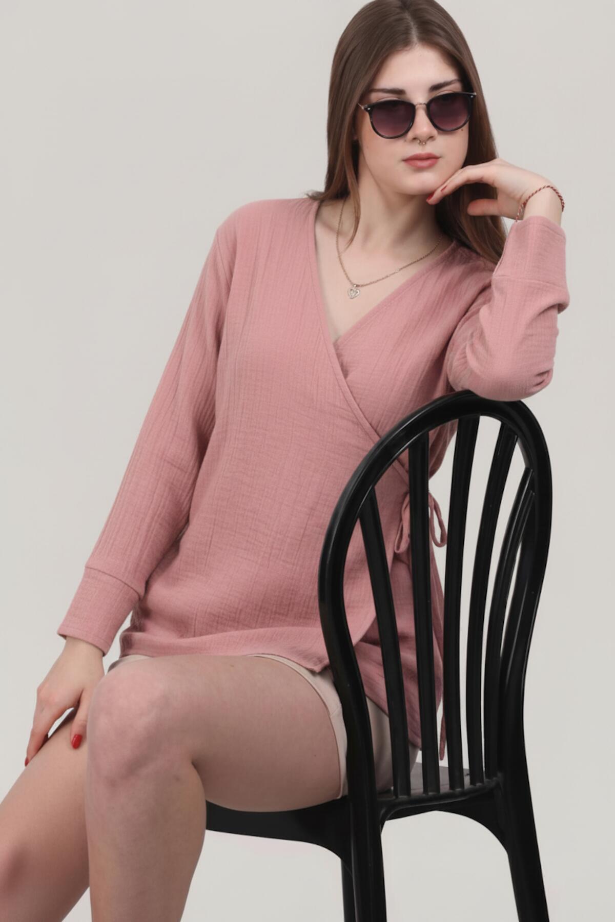 Muslin Wrap Kimono Tunic — Pink