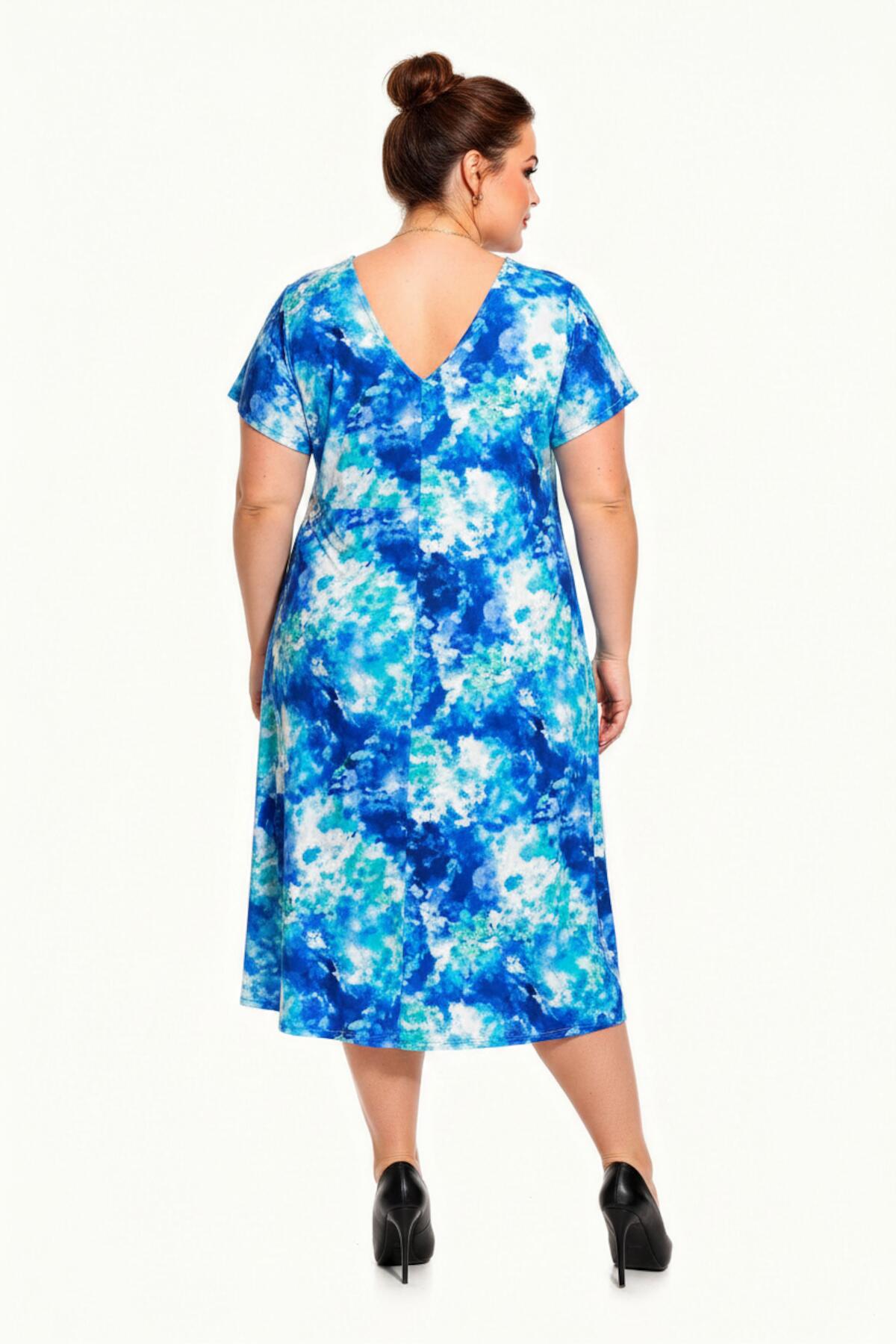 Plus - Size V - Neck Patterned Dress