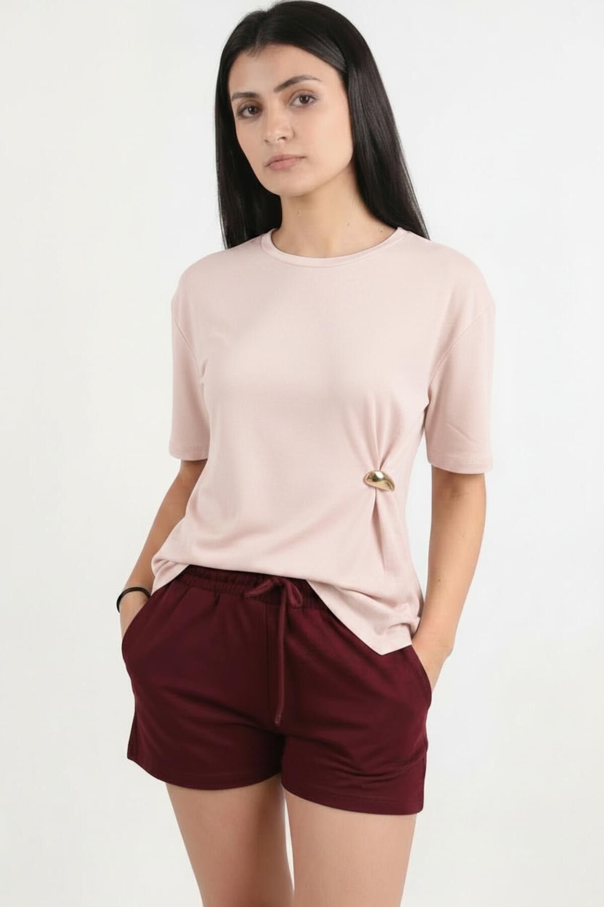 Blouse With Accessory Detail — Pink
